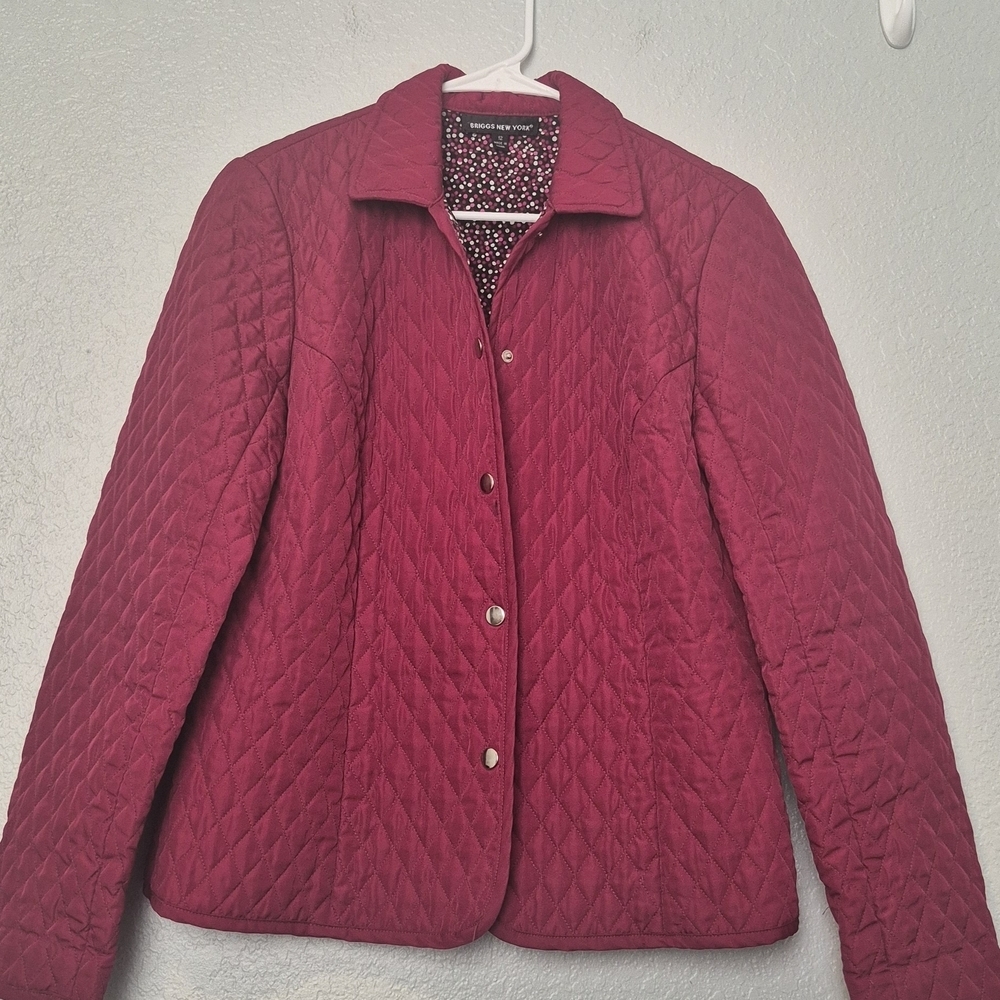 BRIGGS OF NEW YORK Burgundy Quilted Puffer Jacket